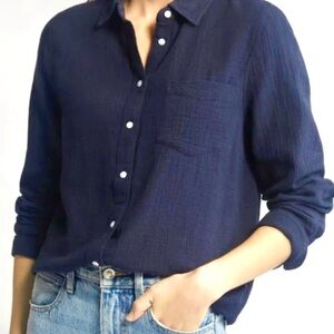 Caslon Deep Blue Gauze button up shirt
